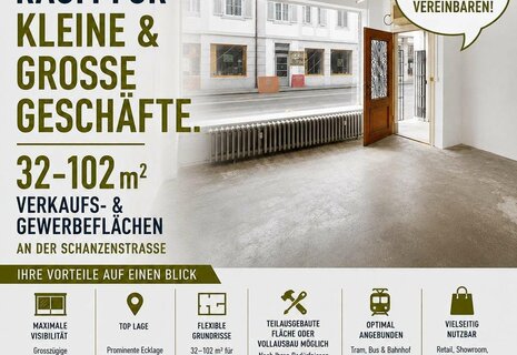 Sehen und gesehen werden – moderne Gewerbeflächen (32-102 m²) nach Totalsanierung